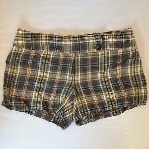 Michael Kors Plaid Women's 4-Pocket Shorts - Black, Brown, yellow